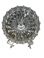 Ashtray Vintage Crystal Cut Clear Glass Cigar Cigarette  7" Heavy Design Canada