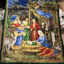 Homemade Christmas Manger Quilt / Wall Hanging 35x42 With Hanging Sleeve