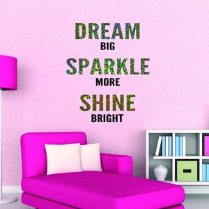 Details About Dream Big Sparkly Glitter Quote Wall Sticker Vinyl Decal Mural Girls Bedroom