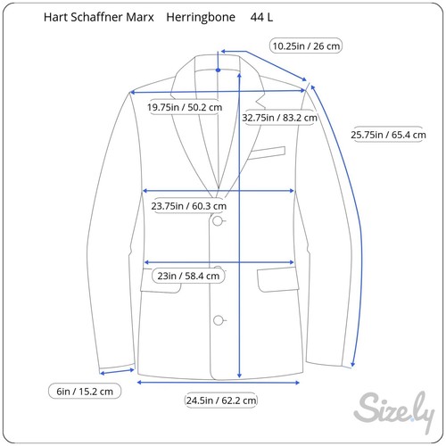 Hart Schaffner Marx Sieberts Gray Herringbone 2 Button 1 Vent Sport Coat Men 44L - Picture 8 of 8