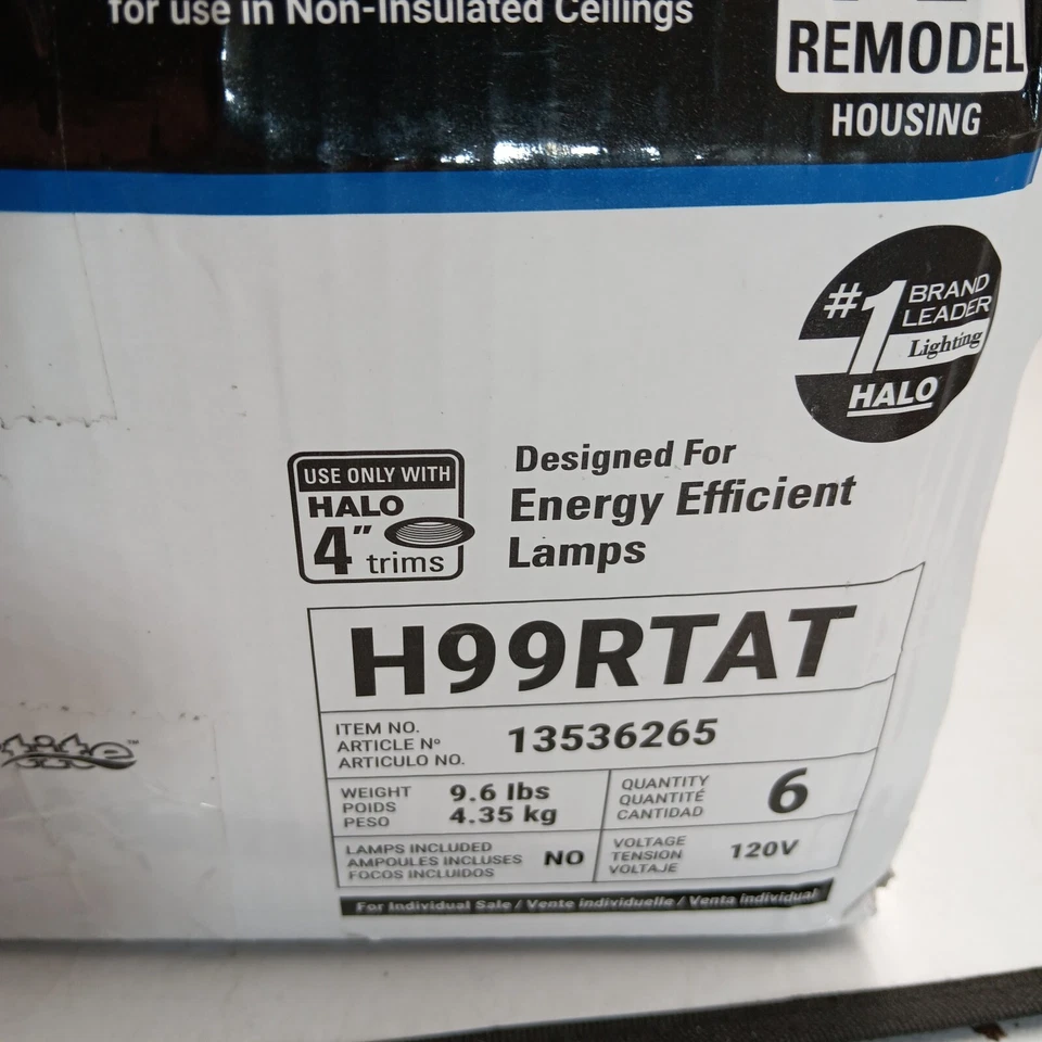 (7 paquetes) Halo H99RTAT 4 pulgadas acero empotrado iluminación carcasa Air-Tite + CAT5e/RJ45 Foto 3 de 4