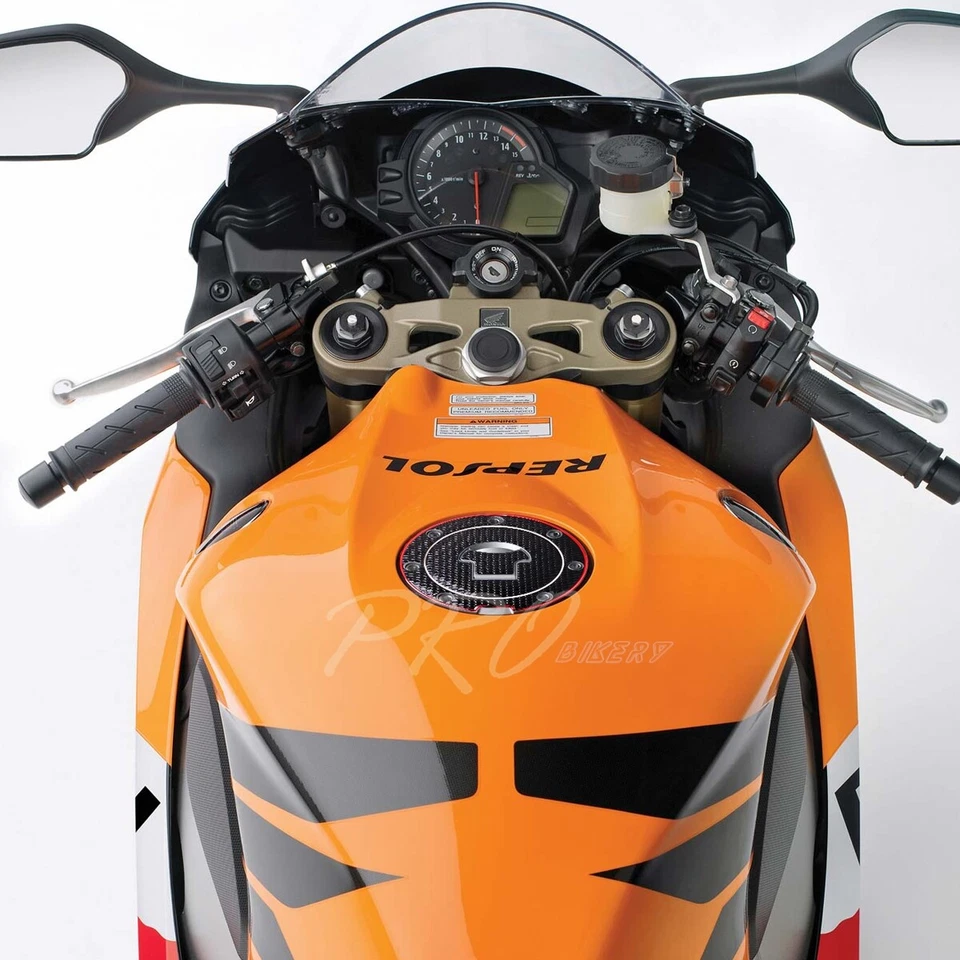 Almohadilla protectora de tapa de combustible para tanque de gasolina para 03+ CB/CBR1000RR/CBR600RR cromo rojo + negro Foto 2 de 4