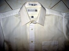 EDITIONS by VAN HEUSEN - 16 HALF SLEEVE POLY/COTTON WHITE ON WHITE STRIPE