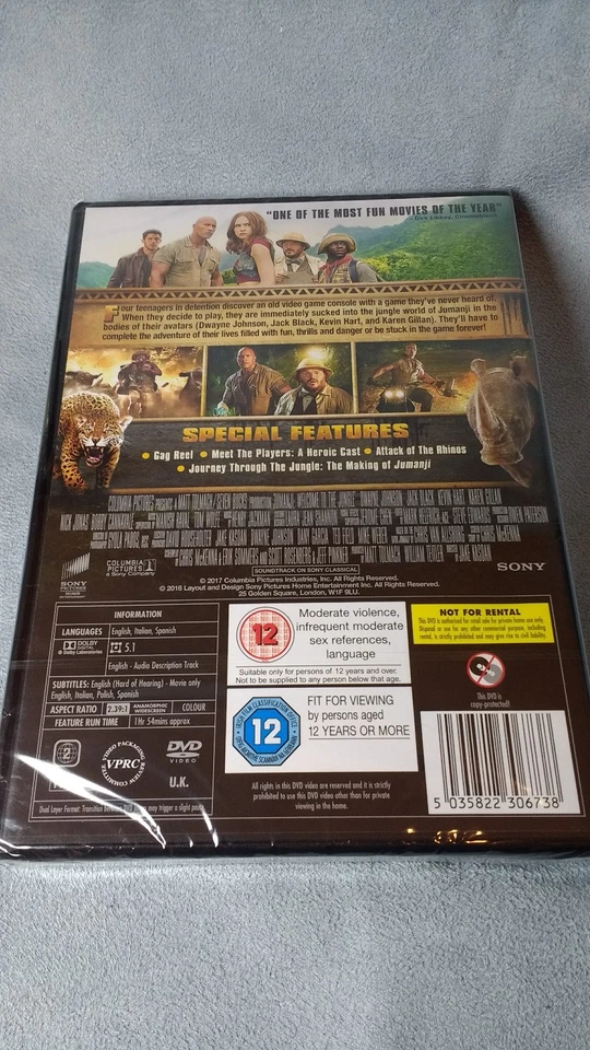 jumanji - Welcome to the jungle DVD (2017) new sealed - Image 2 of 3