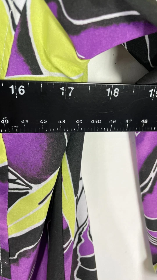 Chaqueta Additions by Chico's para mujer con cremallera completa verde neón púrpura estampado de hojas talla 0 Foto 3 de 4