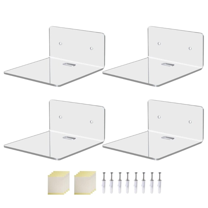 Practical Acrylic Floating Shelves Wall Mounted Display Shelf for Bedroom Office