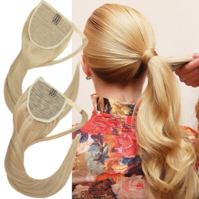 100% Real Remy Human Hair Wrap Around Ponytail Extension Clip in Pony Tail  Thick