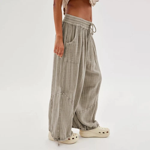 Women's Cargo Pants Baggy Wide Leg Loose High Waist Pockets Sweatpants Trousers - Picture 12 of 48