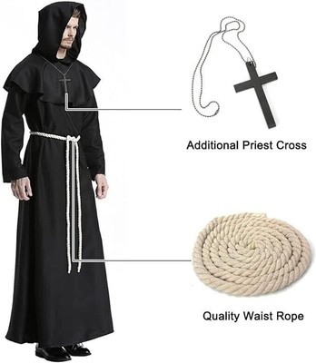 Mittelalter Priester Kostüm Halloween Umhang Mönch Erwachsene Cosplay Robe Mönch