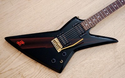 1980s Aria Pro II ZZ Deluxe Explorer Vintage Electric Guitar Black