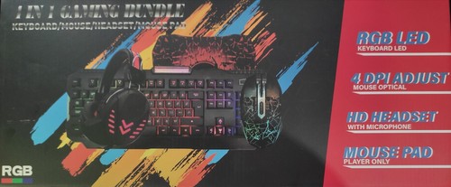 Gaming 4 en 1 Clavier Gamer Souris Micro Casque Tapis de Souris PC PS4 XBOX MAC - Photo 3/5