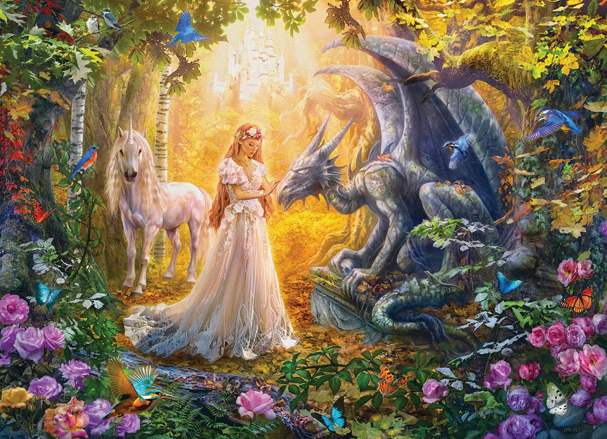 Jigsaw Puzzle Fantasy Mythology Princess Garden 300 EZ pieces NEW