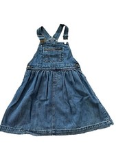 Chaps Toddlers Girls Dark Blue Denim Overall Dress Size 6 Adjustable Cotton