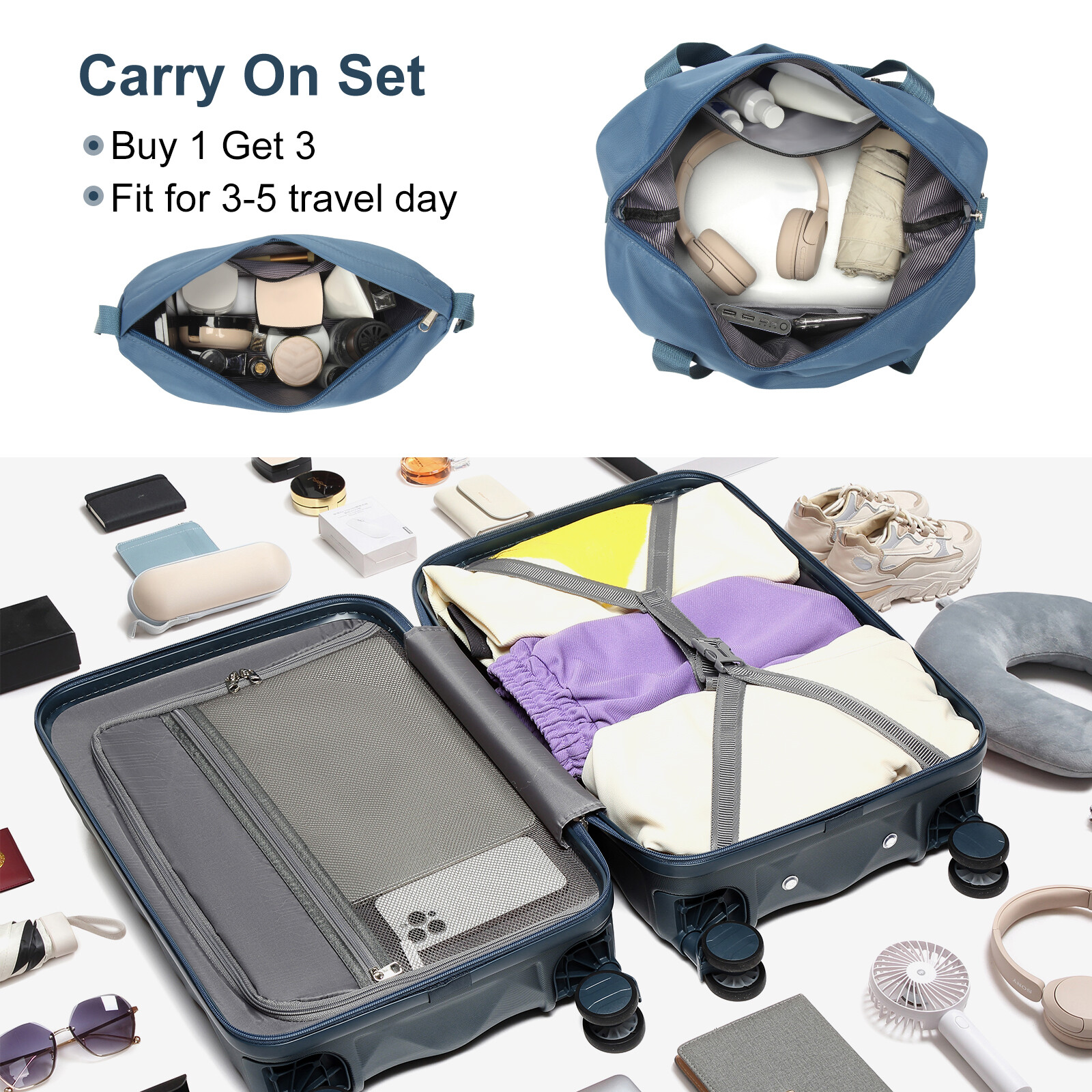 Hardshell Lightweight Travel Luggage Sets Suitcase Lock Diamond Cabin 20 inch