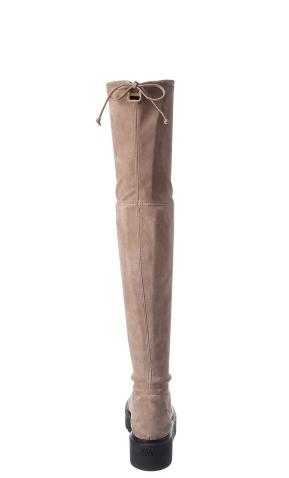 !!Bota de gamuza elástica marrón OTK talla 7,5 Stuart Weitzman Chalet Lug City nueva en caja $950 Foto 3 de 4