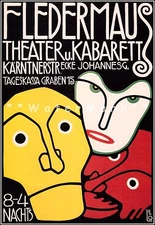 Fledermaus 1907 German Viennese Art Nouveau Theater Cabaret Vintage Poster Print