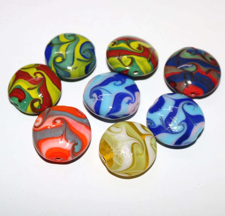 5 Strands Lamp Work Glass Beads, Handmade Lamp Work Glass Beads for Jewelry. - Image 2 of 4