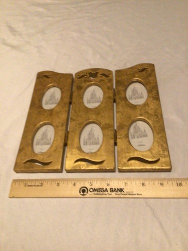 Disney Tri Fold Picture Frame~Gold Baroque~Mickey Mouse~Holds 6 Pictures~VGC! - Picture 4 of 9