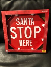 indoor Christmas Decorations Santa Stop Here Sign holiday marquee new