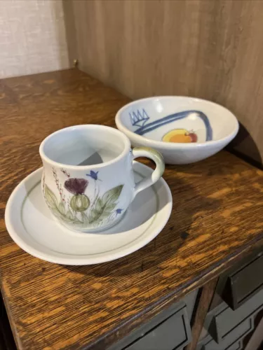 Buchan Portobello Stoneware Thistleware Scotland Tea Cup/Mug & Bowl Pear Peach