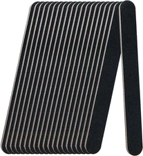 20 Pack 100/180 Grit Nail Files, Black Professional Reusable Emery Boards Nail