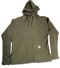 Carhartt Relaxed Fit Waffle Knit Thermal Hoodie Shirt Olive Women s Medium 8-10