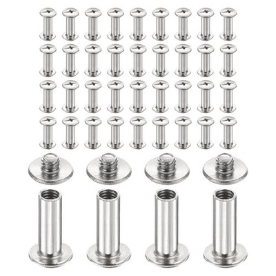 40set Phillips Chicago Screw M4x14mm Binding Post Screw, Silver