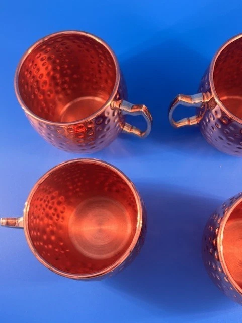 Juego de 4 tazas de cobre Moscow Mule - Cuerpo de cobre puro con asas de latón Foto 4 de 4