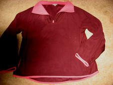 Womens Cranberry wPink TALBOTS Zipperfront Fleece Sweatshirt / Jacket Large