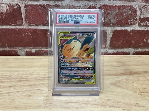 2019 POKEMON SM BLACK STAR PROMO #SM169 FULL ART/EEVEE & SNORLAX GX PSA 10