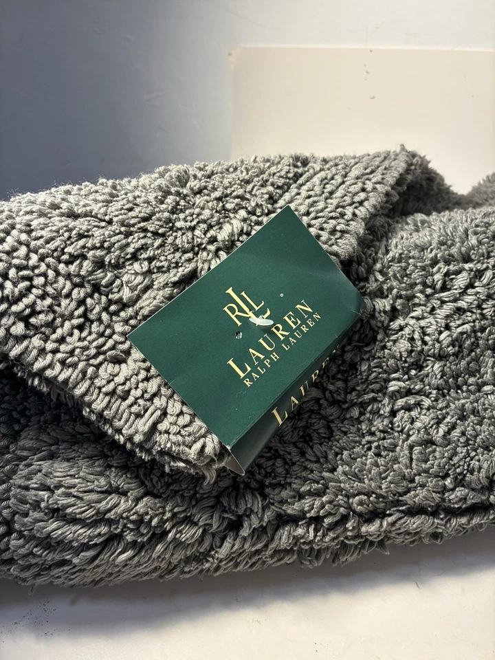 Neu Lauren Ralph Lauren grau 21" x 34" wendbare Baumwolle Badematte Hochflor Plus