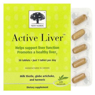 New Nordic US Inc Active Liver 30 Tablets Dairy-Free, Gluten-Free, Vegan