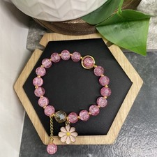 Handmade Flower Pendant Stretch Drop Charm Bead Bracelet New Free Ship B6723