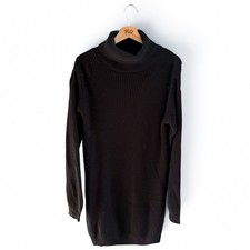 Ladies Black Jumper Dress Long Sleeved Turtleneck Knitted Size Large, 16-18
