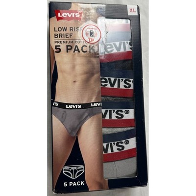 Levis Mens Low Rise Brief 5 Pack Premium Cotton Underwear Multi Color  XL