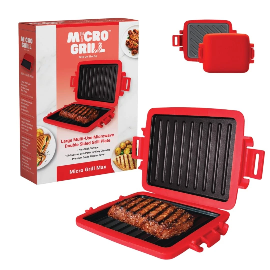 Microwave Sandwich Maker 3 Minute Grilled Cheese Panini Press Large Red