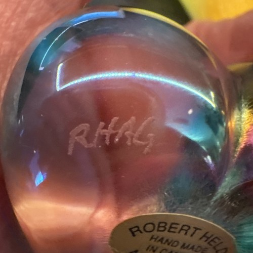 Robert Held Art Glass Iridescent,Clear Heart Handmade Paperweight Decor Signed - Picture 7 of 13