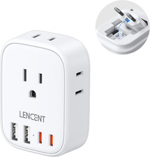 US to Europe Travel Plug Adapter Type C 4 Outlets 4 USB 2 USB-C for Italy Spai