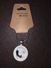 NEW Handmade Keychain Metal Cat Motif with Love