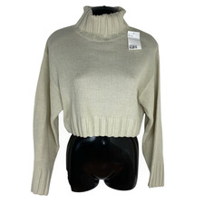 Divided Cropped Jumper Women's UK Size XS High Neck Tight Knit Beige