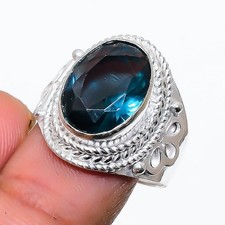 London Blue Topaz Gemstone Handmade 925 Sterling Silver All Size Ring For Gift