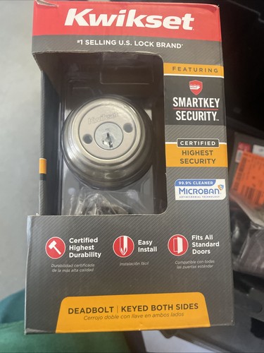 KWIKSET SMARTKEY 985 Double Cylinder Deadbolt Satin Nickel KEYED BOTH SIDES - Picture 4 of 9