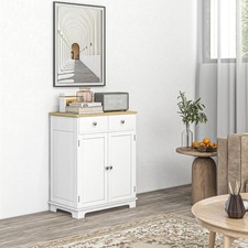 Buffet Cabinet, Coffee Bar Cabinet with 2 Drawers, Distressed White