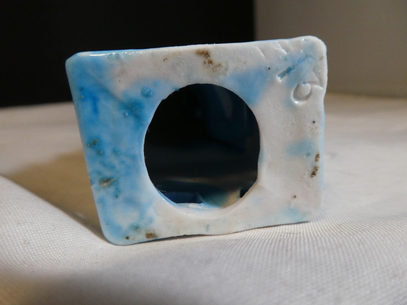 Vintage Chinese Blue Glazed Porcelain Foo Dog Statue 4 3/4 inches Tall