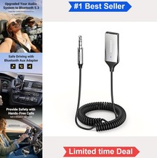 Bluetooth Car Adapter 3.5mm Aux Receiver USB Powered Built-in Mic Hands-Free