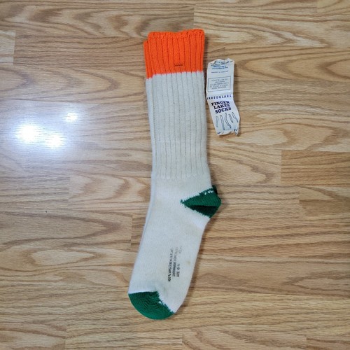 New Old Stock Vtg Finger Lakes Socks Mens Size 10-11 Irregulars Orange Green