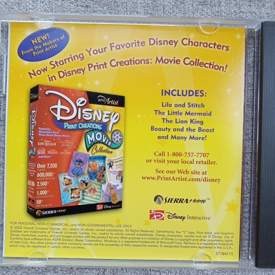 DISNEY PRINT CREATIONS Collection 1 PC WIN 98/2000/ME/XP Clean Collectible - Image 4 of 4