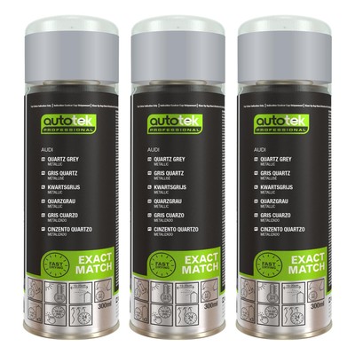 Autotek schnelltrocknender hochdeckender Aerosol-Sprühlack Audi Quarzgrau 300 ml x3