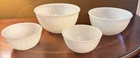 Vintage Fire King Mixing / Nesting Bowls White Milk Glass Swirl - Set of 4
