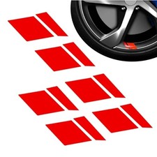 Car Wheel Rim Decal Stripes Decals,6 Pcs Automobile Reflective Red